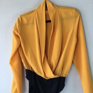 NEVER WORN! Mustard Boohoo Bodysuit 💗